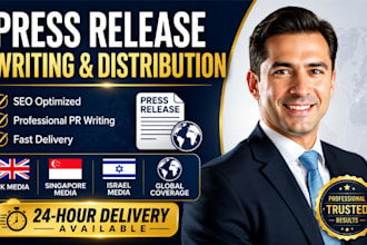 write and distribute press releases to UK, singapore, israel and global media