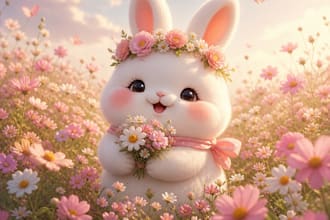 design cute chubby bunny stickers, wallpapers, and comic sheets