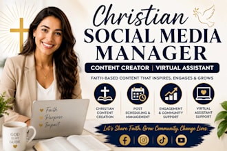 be your christian social media manager, content creator, yt virtual assistant