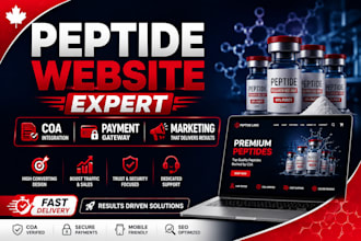 design peptide website with coa, payment gateway and peptide marketing
