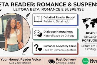 be your beta reader for romance fiction and suspense
