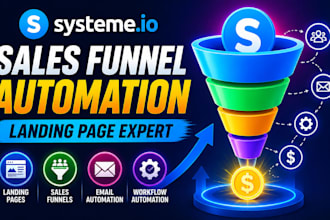 setup systeme io sales funnel, automation, and landing page website design