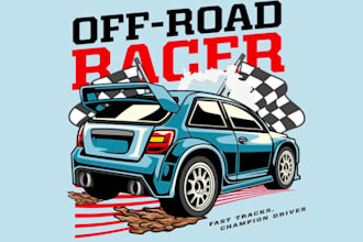 make modern racing car logo and custom t shirt design