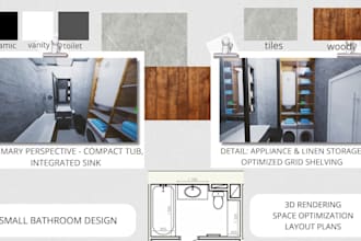create realistic 3d bathroom rendering and interior design