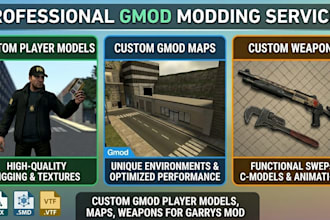 create custom gmod player model, maps, weapons for garrys mod
