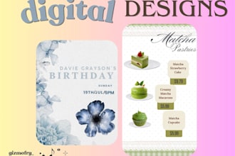 design aesthetic digital templates, invitations, and menus