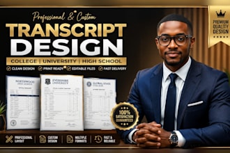 design professional college, high school, and university transcript templates