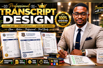 design professional college, high school, and university transcript templates