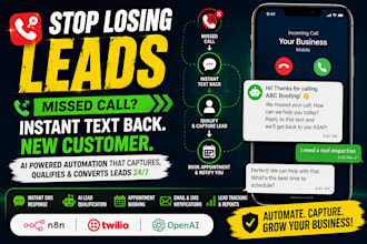set up ai missed call text back automation for your business