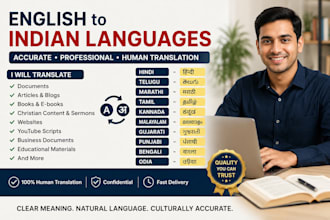 translate english to hindi, marathi, and other indian languages professionally
