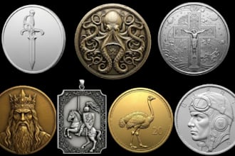 sculpt custom 3d coin, medallion and bas relief stl for cnc and 3d printing