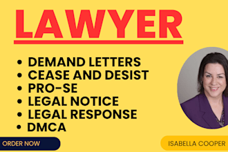 draft a demand letter or cease and desist letter as a US lawyer