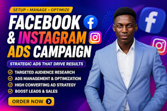 setup and manage facebook ads campaign, instagram ads and meta ads manager