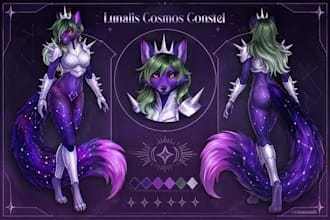 design furry character sheet or reference sheet for your character