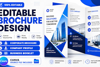 design modern corporate brochure, editable canva brochure and business booklet