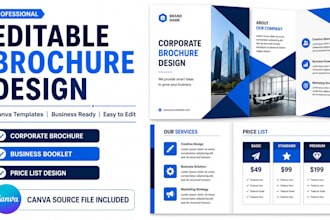 design editable brochure, corporate brochure, business booklet and price list