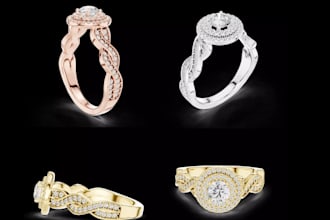 create custom solitaire and bridal set engagement ring cad models and 3d stl