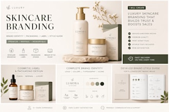 create luxury skincare branding, cosmetic label and packaging design