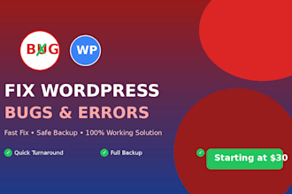 fix wordpress bugs, errors and website issues