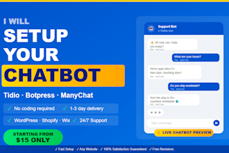 setup tidio or botpress chatbot for your website