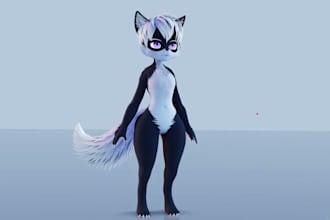 do custom vrchat vroid furry vrm avater, 52 arkit blendshape