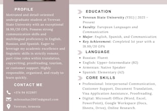 do data entry and translate english, russian, armenian