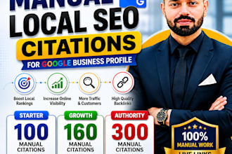 build 100 to 300 manual local SEO citations for gbp