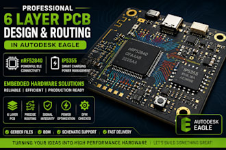 design 6 layer pcb routing in autodesk eagle with nrf52840, ip5355