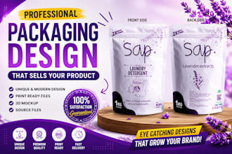 create modern packaging design for food, cosmetic and retail products