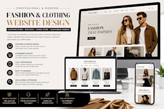 build fashion website design, clothing store, boutique website, unisex store