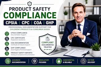 prepare cpsia compliance, CPC certificate, coa documentation and product safety