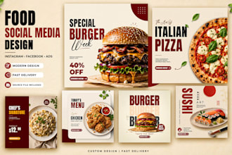 design food social media posts and restaurant ads