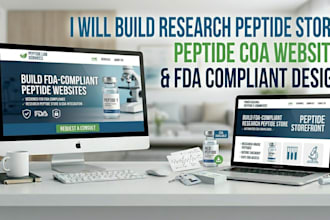 build fda compliant peptide website, peptide store with peptide coa integration