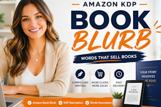 write bestselling amazon book blurb, amazon KDP book description and author bio