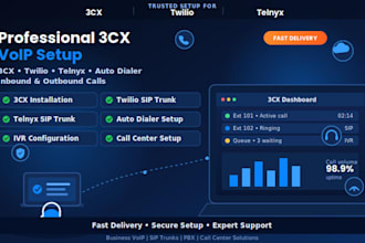 setup 3cx auto dailer, twilio sip trunk, telynx outbound and inbound calls