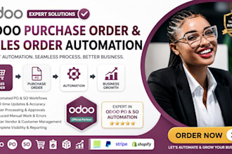 automate odoo purchase sales order workflow, inventory mrp and datev integration