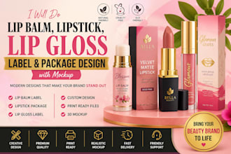 do lip balm, lipstick, lip gloss label and package design with mockup