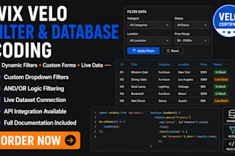 code wix velo filter dropdown table and dataset