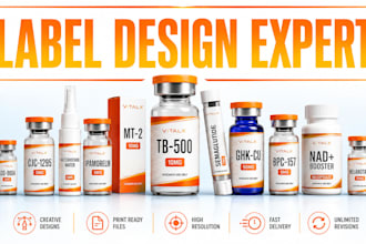 do peptide vial label, vial label design, sarms, product label design, 3d mockup