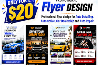 design flyer for auto detailing, automotive, auto dealership and auto repair