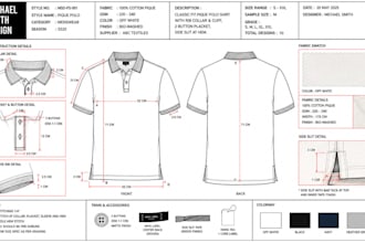 design factory oversized tshirt tech pack with fashion flats for manufacturing