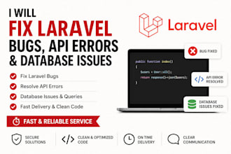 fix laravel bugs, API errors and database issues