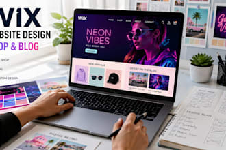 design wix shop and blog in bold neon pastel retro themes