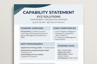 design effective winning capability statement for businesses government contract