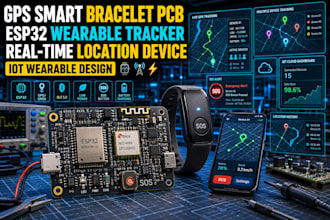 develop esp32 gps smart bracelet pcb, wearable tracking device and iot hardware