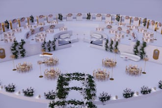 design a luxury wedding destination with realistic 3d renders