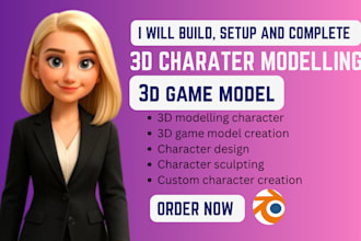 buid, setup and complete 3d modelling character, 3d game model