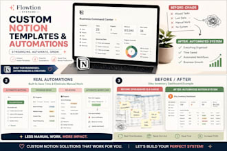 build custon notion template with automation workflows for your needs