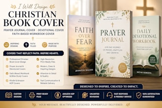 design christian book cover, prayer journal cover and devotional workbook cover