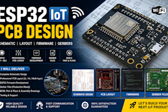 do esp32 iot pcb design, circuit layout, schematic, firmware and gerbers files